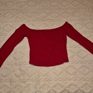 Mossimo Supply Co. Red Off-Shoulder Crop Top